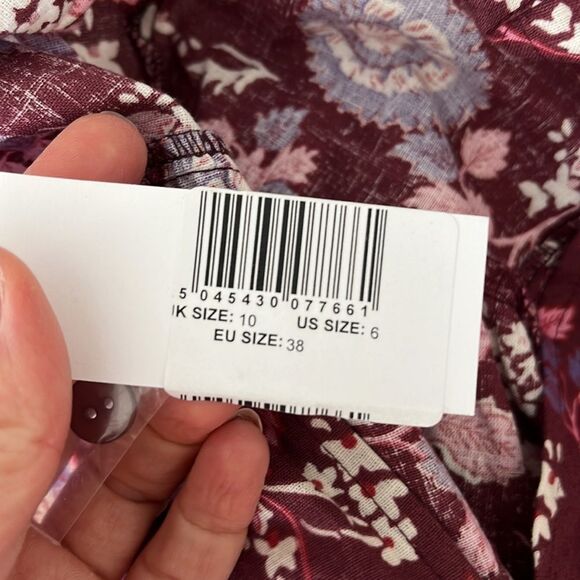 Topshop Floral Print‎ Long Sleeve Minidress Dress Women's 6 Red Mini Dress - Picture 9 of 11